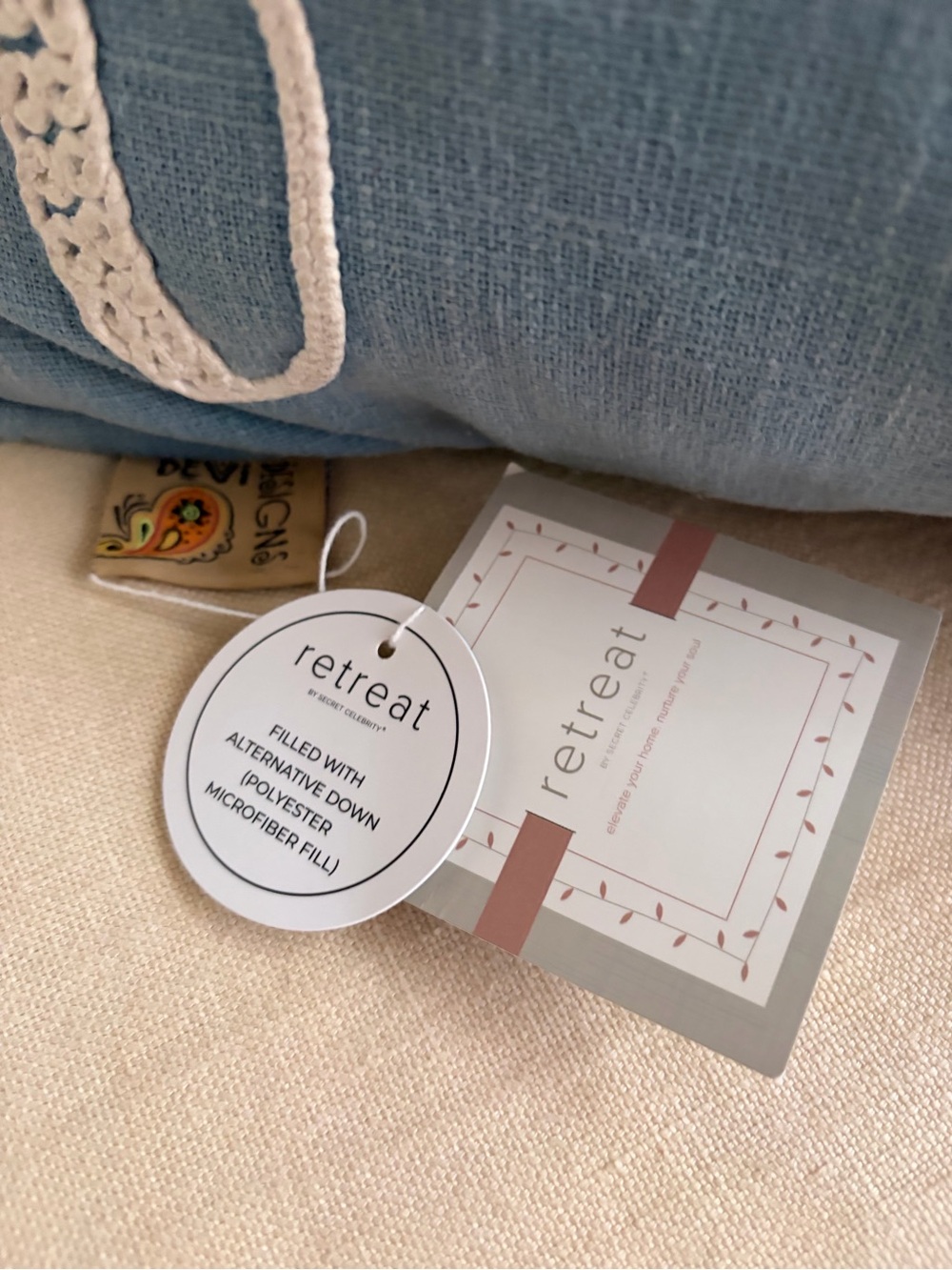 NWT Retreat by Secret Celebrity Denim “Family” Lumbar Pillow - Picture 4 of 4